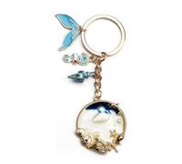 Porte Clés De Style Océan Bleu, Cadeau Pour Les Amoureux De L'aventure, Avec Des Breloques De Créatures Marines Comme Des Coquillages Et Des Hippocampes, Porte Clés, Coloré