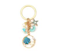 Porte Clés De Style Océan Bleu, Cadeau Pour Les Amoureux De L'aventure, Avec Des Breloques De Créatures Marines Comme Des Coquillages Et Des Hippocampes, Porte Clés, Coloré (Multicolore2)