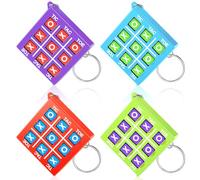 Porte-Clés de Tic Tac Toe pour Enfants de 8 à 12 Ans Porte-Clés en Plastique pour Clip de Sac à Dos Faveurs de Fête d'Anniversaire pour Garçon Fille (Bleu, Violet, Rouge, Vert, 16)