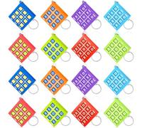 Porte-Clés de Tic Tac Toe pour Enfants de 8 à 12 Ans Porte-Clés en Plastique pour Clip de Sac à Dos Faveurs de Fête d'Anniversaire pour Garçon Fille (Couleur Vive, 16)
