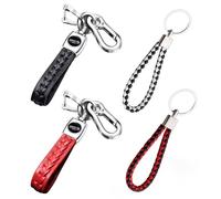 Porte-clés de voiture 4 pièces, pendentifs de sac, porte-clés tissés en cuir, accessoires de voiture, porte-clés à la mode et exquis, porte-clés rétro