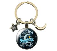 Porte-clés de voiture avec cabochon en verre « I love you to and fro to the moon », 25 mm, Verre