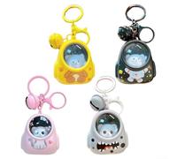 Porte-clés de voiture avec lumière LED en forme d'animal de dessin animé mignon pour sac d'école, veilleuse portable pour espaces sombres (rose)