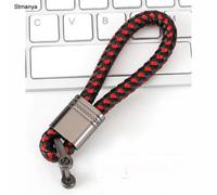 Porte-Clés De Voiture En Cuir Tissé À La Main Hommes Femmes Corde Porte-Clés Taille Porte-Clés Breloque Hey Holder Cadeau Bijoux K2098 - Type Black Red2