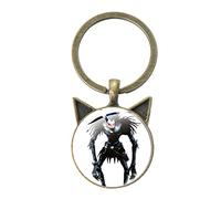 Porte-clés Death Note Light Yagami L Ryuk Ryuuku Art Motif cabochon en verre Support en métal Porte-clés Bijoux Accessoires, blanc, L