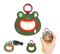 Porte-clés décapsuleur en forme de grenouille - En cuir et métal - Décapsuleur amusant - Cadeau personnalisé - Portable pour bière - Décoration (vert 1)