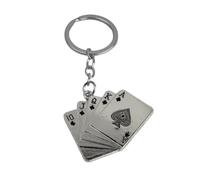 Porte-clés Deck Cartes Poker Couleur Noir - Porte-clés Casino Cartes 10 cartes de pique, souta, reine, roi et as de pique - Accessoire de clés pour amateurs de cartes, jeux, etc. - Porte-clés unisexe