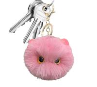 Porte-clés décoratif - Boule en peluche en forme de chat - Adorables gadgets - Décoration de collection pour filles pour les amoureux des animaux, les voyages, les trajets à l'école, rose, Refer to