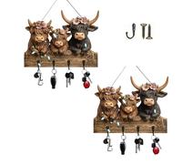 Porte-CléS DéCoratif for Vache Des Highlands, Ornement Rustique En Bois 2d, Avec Crochets, Pour Suspendre Sacs, Serviettes Et CléS. IdéAl Pour L'EntréE, Le Couloir Et Le Vestibule (2)