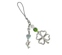 Porte-clés Décoration Trèfles à Quatre Feuilles Pendentif avec des Dessins de Dauphins Porte-clés en Alliage d ' argent pour Téléphone ou à Main Pendentif à Breloque en Alliage