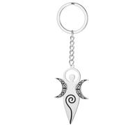 Porte-clés déesse celtique de la fertilité Porte-clés spirale triple lune déesse Bijoux amulette magique païenne wicca Cadeau (argent)