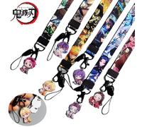 Porte-clés Demon Slayer, lanière, Anime Tanjirou Zenitsu Nezuko, carte d'identité de dessin animé, sangles de téléphone portable, porte-Badge USB, cadeau pour enfants H