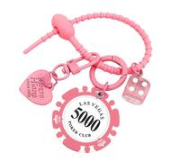 Porte-clés dés de jeton de poker, pendentif d'étiquette de bagage de dés,Nouveauté Poker Chip Dice Porte-clés Charme - Porte-clés Portable, bijoux, accessoires clés pour sacs à dos, ornements de la na