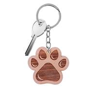 Porte-clés dessin animé en bois avec feuille d'ours en bois pour fête prénatale, Empreinte patte chat, 1