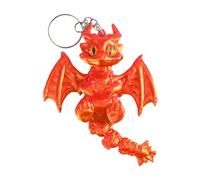 Porte-clés détaillé de dragon occidental imprimé en 3D avec aile articulée et accessoires de porte-clés faits à la main Figurine de dragon réglable
