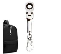 Porte-clés d'extrémité de clé à cliquet - Outil de porte-clés en métal compact, mini cadeau tendeur, accessoire de poche pratique, engrenage à tête flexible gravée durable | Porte-clés à cliquet de