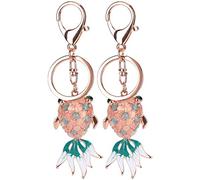 Porte-clés Diamant Poisson Rouge Décoration Exquis Petit Porte-clés Pendentif De Voiture pour Utilisation De Bureau À Domicile Matériau En Alliage De Zinc 2 Pièces 120 x 35mm (Vert)