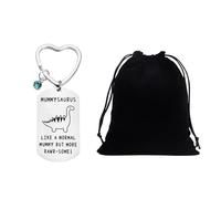 Porte-Clés Dinosaure 1 Pièce Et Sac en Velours 1 Pièce, Porte-Clés Intéressant, Porte-Clés Cadeau Mère, Porte-Clés en Acier Inoxydable Gravé