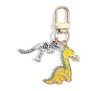 Porte-clés dinosaure - Pendentif 3D pour porte-clés - Parasaurolophus - Petit cadeau de bienvenue - Cadeau pour les fans du monde jurassique et du parc - Cadeau pour homme et femme, or, S