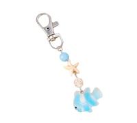 Porte-clés D'inspiration Marine Artistique De Poisson En Résine Légère Avec Mousqueton 'étoiles Mer Détaillé Pour Sacs 'accessoire Voiture Vibrant