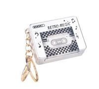 Porte-clés disque | Petit pendentif cassette avec 10 chansons - Porte-clés joueur de musique - pour sac à dos, sac à main, fête, voyage, maison, bureau, trajet, salle de ole, Argenté., Refer