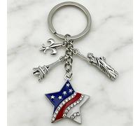 Porte-clés drapeau américain avec breloque statue de la Liberté - Porte-clés patriotique américain du 4 juillet - Accessoire souvenir pour la fête des anciens combattants, cadeaux patriotiques et