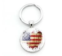 Porte-clés drapeau américain carte des États-Unis et drapeau national, porte-clés souvenir du jour de l'indépendance, blanc, L