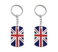 Porte-Clés Drapeau Britannique 2 Pièces, Porte-Clés Carrés, Porte-Clés avec Pendentif en Métal, Breloques De Sac Créatives, Cadeaux Créatifs Drapeau Britannique