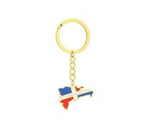 Porte-Clés Drapeau De La Carte De La République Dominicaine - Géométrie Personnalisée Dégoulinant De Formes D'Huile Contour Du Drapeau Pendentif Porte-Clés, Porte-Monnaie Souvenir Porte-Clé
