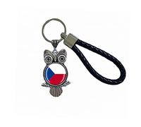 Porte-clés drapeau de la République tchèque souvenir cadeau porte-clés hibou pendentif porte-clés pour homme femme, République tchèque, 18 CM (7.09")