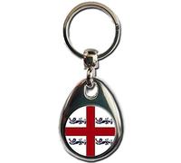 Porte-clés drapeau de l'Angleterre, croix de Saint Georges quatre lions, porte-clés en métal de haute qualité, porte-clés double face, peut être utilisé comme décoration de voiture et de sac