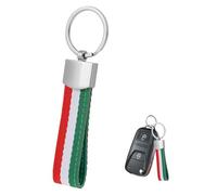 Porte-clés Drapeau Italie, Porte-clés Tricolore Italien en Nylon et Métal, Antirouille et Résistant à la Décoloration, Accessoire Voiture Unisexe, Idéal pour Hommes et Femmes