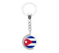 Porte-Clés Drapeau National De Cuba En Rotation - Motif De Drapeaux De Cour D'Amérique Du Nord Avec Porte-Clés En Verre Cabochon Rotatif Double Face, Pour Adolescents, Cadeau De Remise De Diplôme