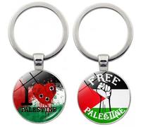 Porte-clés Drapeau Palestinien en Alliage De Verre, Chaîne Palestinienne Gratuite pour Clés De Voiture De Maison, Porte-clés Simple Face Palestine