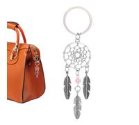 Porte-clés Dream Catcher - Porte-clés Dream Catcher, Dreamcatcher à pompon en plumes | Pendentif suspendu attrape-rêves, ornement Boho, porte-clés en plumes, attrape-rêves, porte-clés porte-bonhe