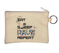 Porte-clés Eat Sleep Rave Repeat Party Dance Porte-monnaie Beige, beige, Taille unique