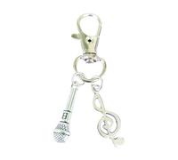 Porte-clés élégant avec Microphone Hip Hop et Note de musique, pendentif en alliage robuste pour sacs à ou clés, porte-clés de Microphone en alliage
