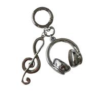 Porte-clés élégant en acrylique sur le thème de la musique avec écouteurs et notes de musique, design compact pour porte-clés, sac à main, amateurs de musique