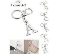 Porte-clés élégant en argent avec lettre AZ, pendentif alphabet, anneau en alliage à la mode, à accrocher à un sac ou à des clés de voiture. Accessoire parfait au quotidien et cadeau idéal pour les co