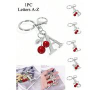 Porte-clés élégant en argent premium, pendentif lettre 3D A-Z, ornement de cerise, porte-clés à la mode en argent, décoration suspendue pour sac/sac à dos, porte-clés de voiture, accessoire parfait po