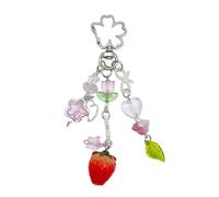 Porte-clés élégant en forme de fraise, pendentif décoratif pour à, breloque pour diverses occasions, créatif
