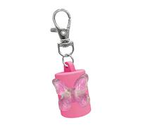 Porte-clés élégant en forme de papillon transparent et étui à baume à lèvres pour un usage quotidien Accessoire de mode Porte-clés, rose rouge, One Size