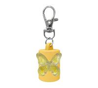Porte-clés élégant en forme de papillon transparent et étui à baume à lèvres pour un usage quotidien Accessoire de mode Porte-clés, jaune, One Size