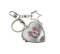 Porte-clés élégant en métal en forme de papillon en forme de cœur, accessoires de sac à main pour femmes et filles, décoration de sac à main, porte-clés tendance en verre, D, taille unique