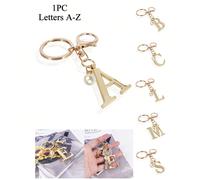 Porte-clés élégant en or premium, pendentif lettre 3D A-Z, porte-clés en alliage à la mode avec décoration de perles, convient pour sac, sac à dos, porte-clés de voiture, accessoire parfait pour les f