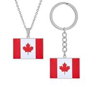 Porte-clés élégant sur le thème du Canada avec breloque drapeau, porte-clés en alliage léger de 18 g avec ensemble de colliers pour un usage quotidien, porte-clés canadien