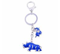 Porte Clés Eléphant et Rhinocéros bleus - Amulette Anti-Vol - Porte clés Feng Shui - Amulettes Feng Shui - Talisman Feng Shui - Porte clés porte bonheur - Protection Feng Shui