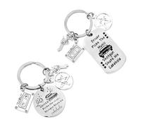 Porte-Clés en Acier Inoxydable 2 Pièces, Porte-Clés Pendentif Créatif, Porte-Clés Lettrage, Porte-Clés Cadeau, Bijoux De Poche