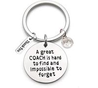 Porte-clés en acier inoxydable avec gravure « A Great Coach is Hard to Find and Impossible to Forget » et ornement de football Porte-clés enseignant Coach Keychain