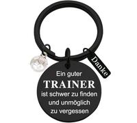 Porte-clés en acier inoxydable avec gravure « Ein Guter Trainer ist schwer zu finden und unmöglich zu vergessen » Porte-clés pour enseignant, coach, cadeau pour la journée des enseignants, décoration